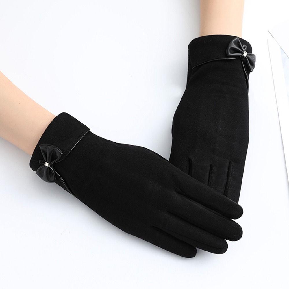 Velvet Warm Gloves Suede Mittens Full Finger Gloves Female Gloves Winter Gloves  Gloves