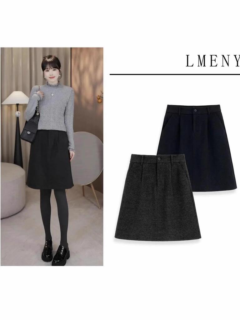 Chic French-Style Skirt: Hip-Covering, Slimming, Versatile, and Fashionable with a High-End Feel for Autumn and Winter.