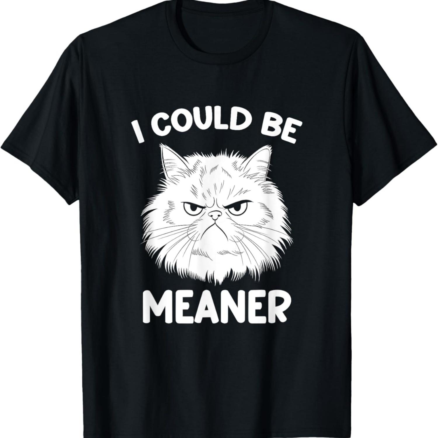 I Could Be Meaner Funny Sarcastic Cat Meme Cat Lovers Men Women Kids T-Shirt S чёрный