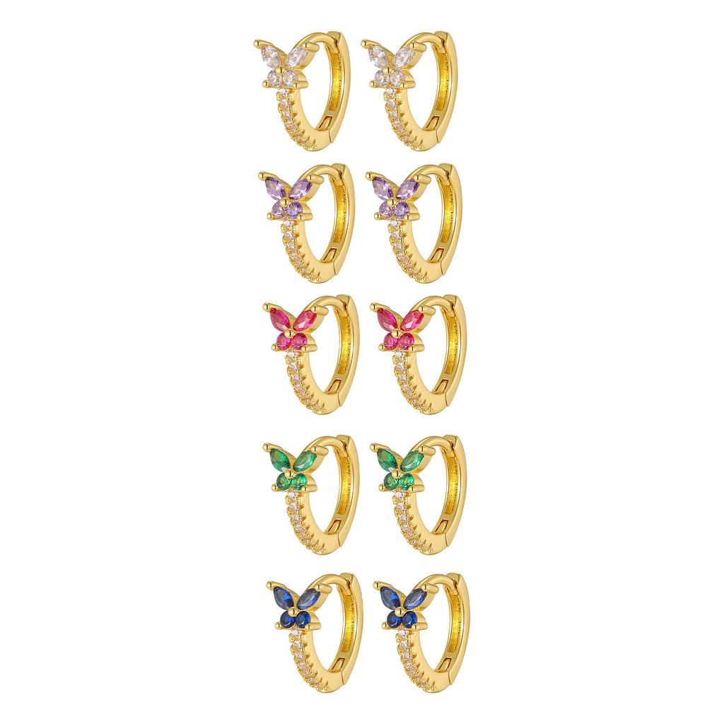 Wind Copper Slightly Inlaid Zircon Bow Flower Earrings Gold Women's Daily Versatile Earrings EBD-480