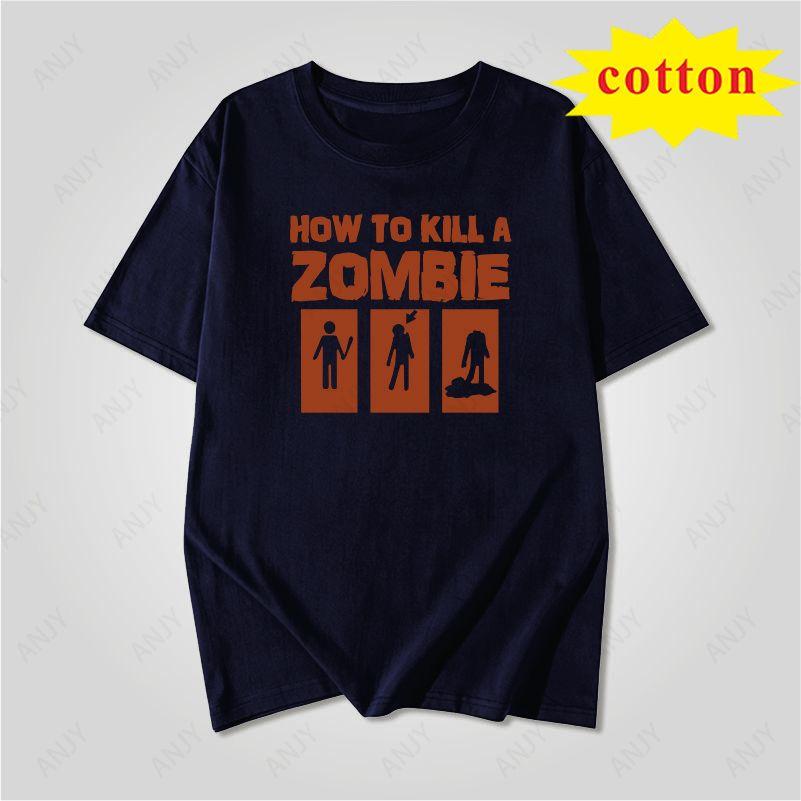 Dark Style Zombie Apocalypse Text Printed Tshirt Fun Dark Style Unisex Loose Short Sleeved Shirt