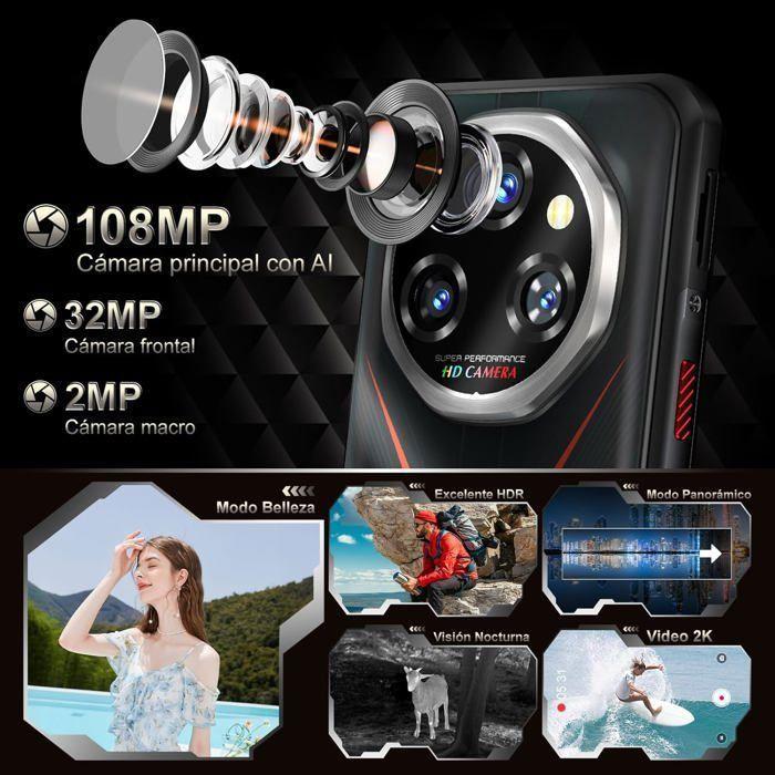 OUKITEL WP55 Pro Smartphone Incassable 5G 512Go 108MP 11000mAh 120Hz 6.6" FHD+ 2.4K Téléphone Incassable Dual SIM/NFC/IP68 Orange