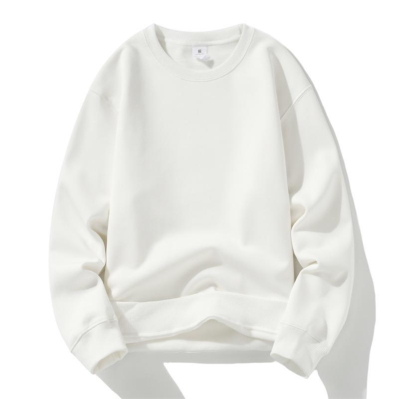 Round Neck Sweatshirt for Men Simple Solid Color Net Loose Pullover Top Autumn Base Shirt Casual Jacket
