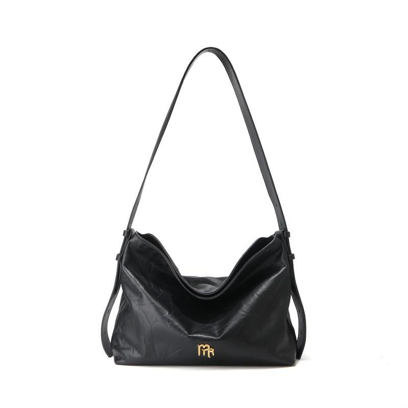

Hobo Tote Bag Women s Large-capacity Top-layer Cowhide High-end Leather Shoulder Commuter Underarm 19x9x26cm чёрный