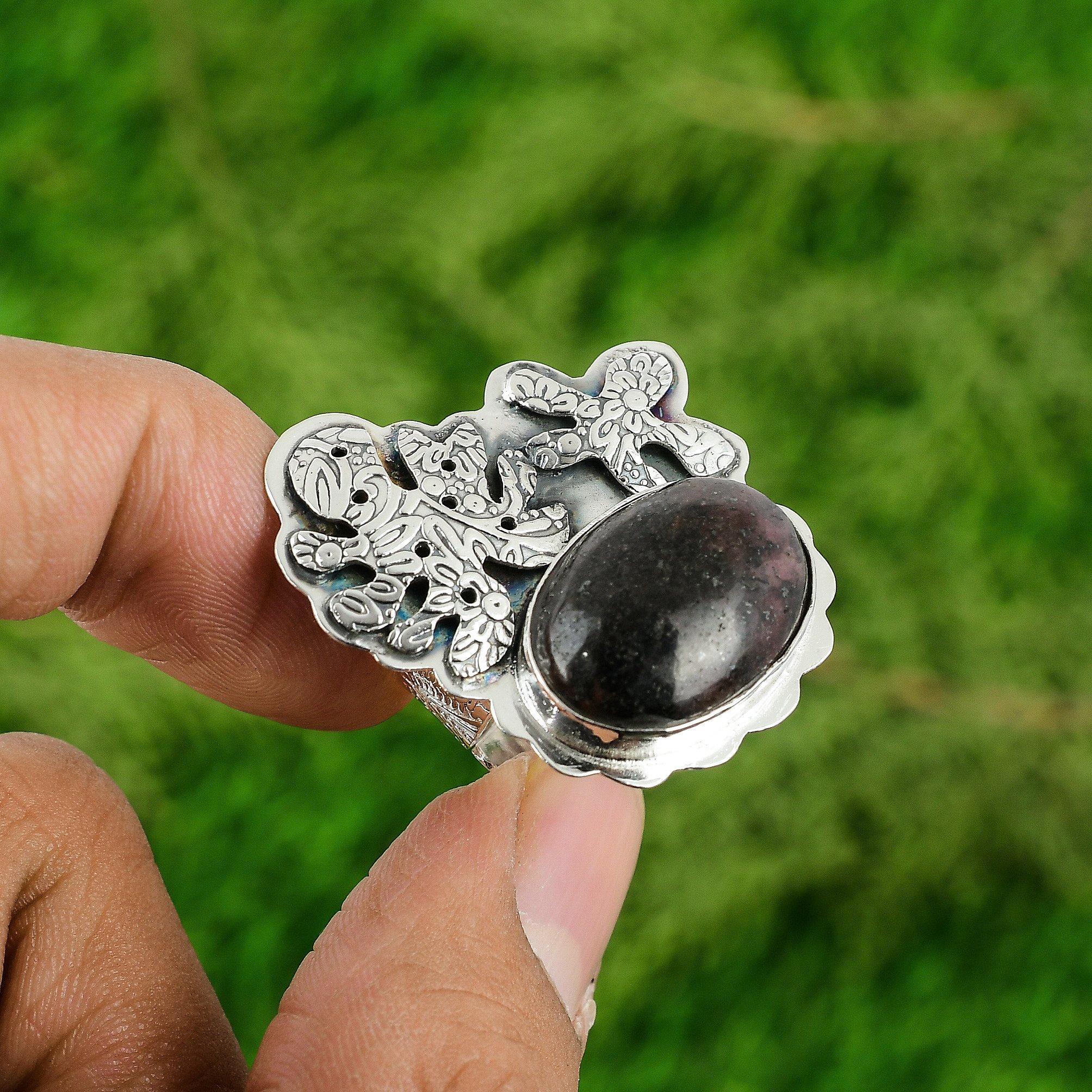 

Gift For Her Natural Rhodonite Multi Stone Adjustable Ring 925 Silver Adjustable