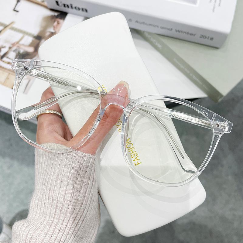 Large Round Frame Anti-Blue Glasses Students Can Be Equipped With Myopia Glasses Unisex Flat Glasses 72038