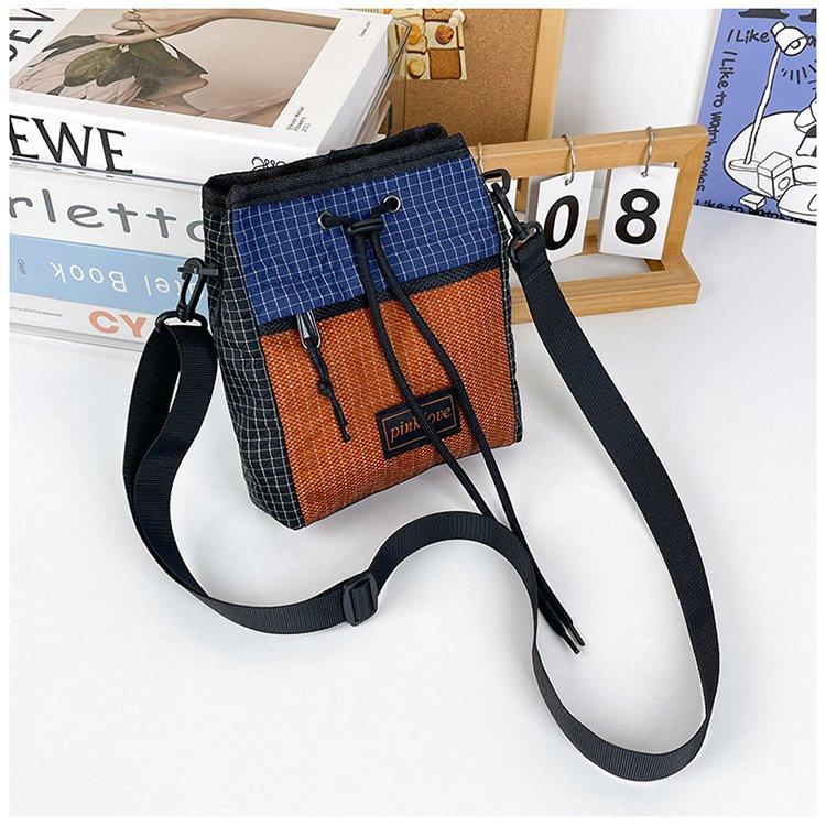 

Nylon bag color matching drawstring bag 2025 new neutral locomotive bag outdoor sports bag shoulder messenger bag bag