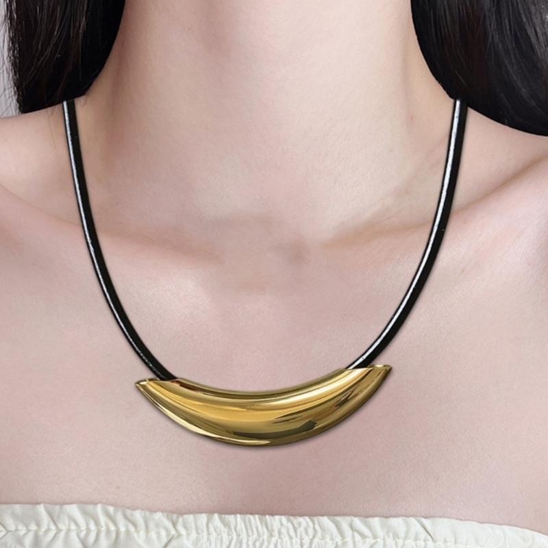 Titaniums Steel Necklace Comfortable Leather Strap Necklace Daily Wear Necklace Great for Casual and Formal Event