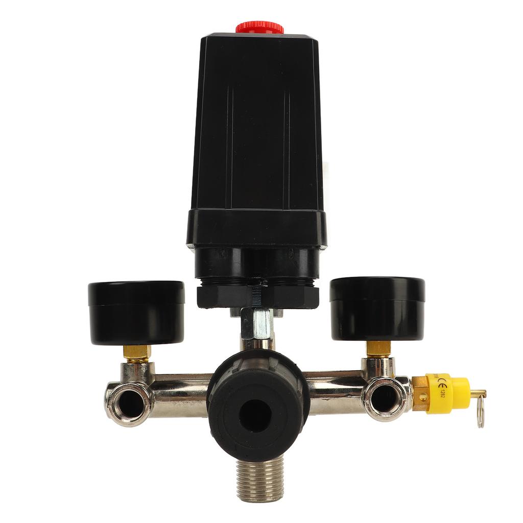 Air Compressor Pressure Switch Kit CE Valve Pressure Control Switch Black Cover Iron Meter Brass US