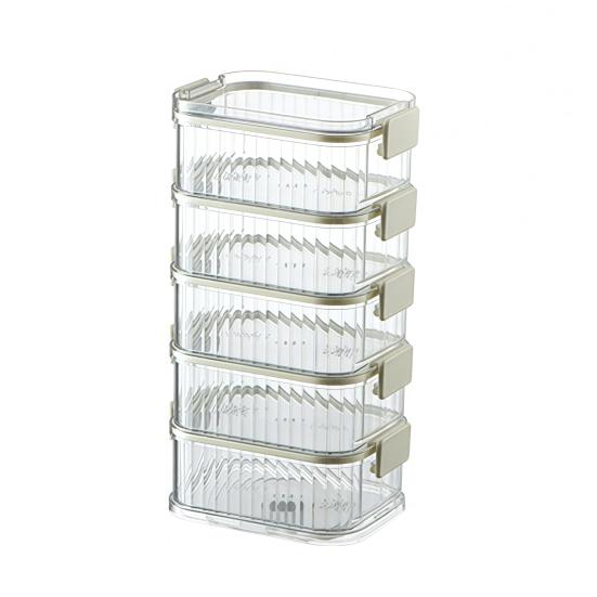 Gewürzbox mit 4/5 Fächern Auslaufsicher Verschlossen Küchenorganizer mit Transparentem Fenster Meal Prep Aufbewahrungsbehälter für Pfefferkörner Chili