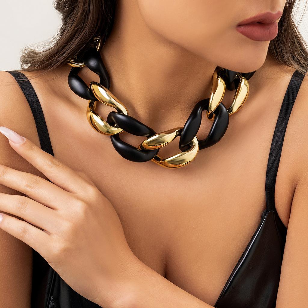 Exaggerated Punk Multi-Layer Chain Stacked Necklaces, Fashionable Geometric Buttons, Personalized Necklaces, Women