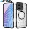 KEYSION Transparent Magnetic Case for Redmi Note 14 5G Soft Silicone+PC Heavy Duty Shockproof Phone Back Cover for Redmi Note 14 4G