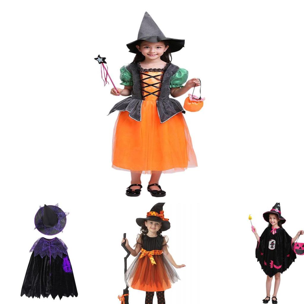 Magical Baby Girl Gown Halloween Cosplay Witch Costume For Teens With Puff Sleeves