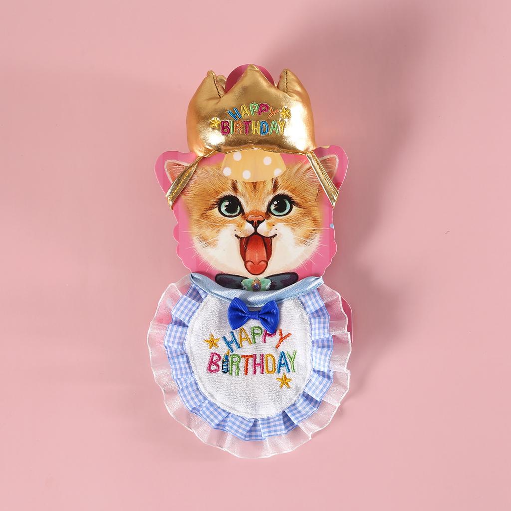 Birthday Cap for Dog Set Cat Dog Pet Polka Dot Scarf Hat Collar Pet Headwear Photography Props Birthday Decoration Pet Supplies