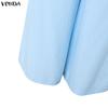 VONDA 2PCS Women Casual Long Sleeve Blouse and Pants Stitching Two Piece Suit Sets