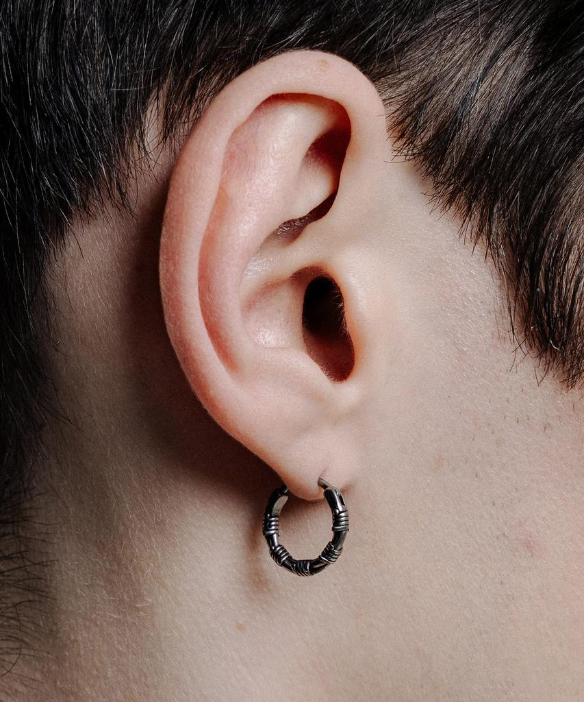 Scalettoblack Ram014 Black Armor Mini Hoops Earrings