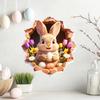 Yousheng Easter Wall Sticker Funny Rabbit Cracked Peel And Stick Sticker 3D Hole Design Cartoon Self Adhesive Wall Decals for Kids Bedroom Playroom