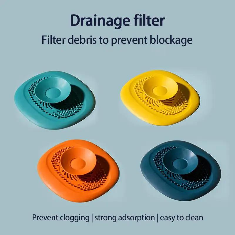 Bathroom Floor Drain Cover Press-Type Washbasin Drain Hair Catcher Anti Clogging Bath Stopper Plug Kitchen Sink Strainer Filter