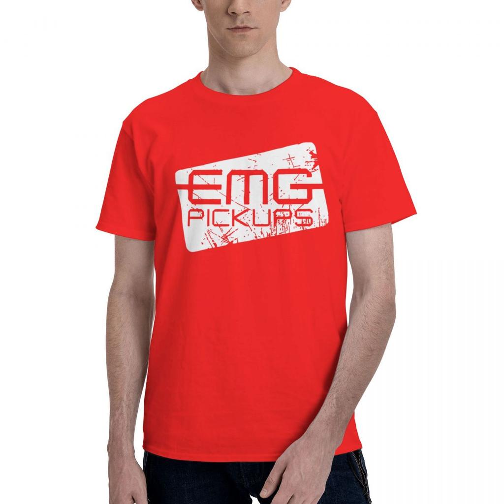 EMG Pickups Distressed Electric Guitar Logo 100 Cotton Casual Breathable Confortable Top Mens Clothing Brands T Shirt Men
