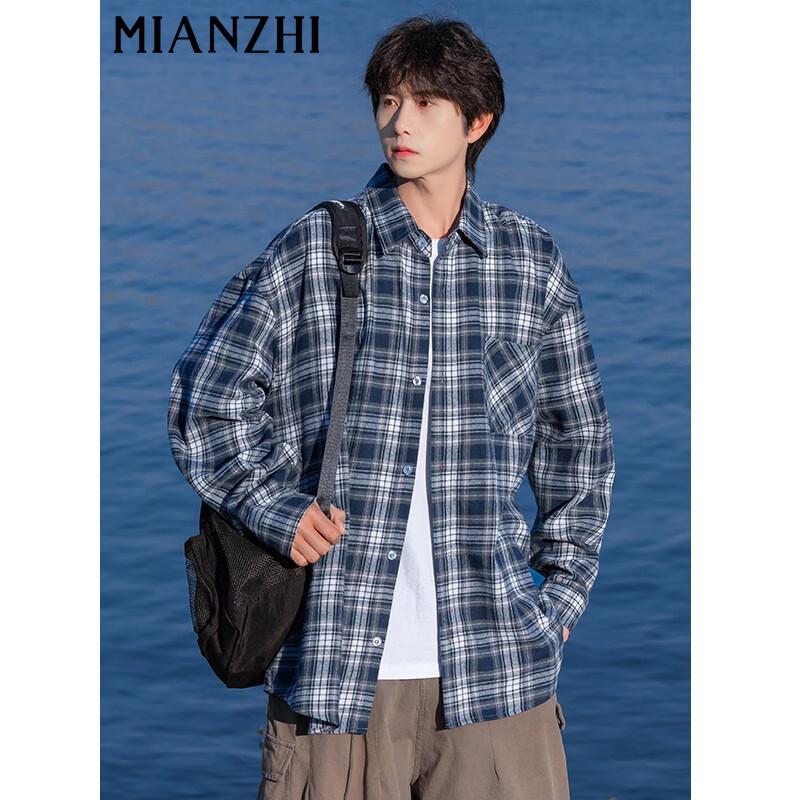 Men s Retro Plaid Striped Long Sleeve Overshirt 2XL