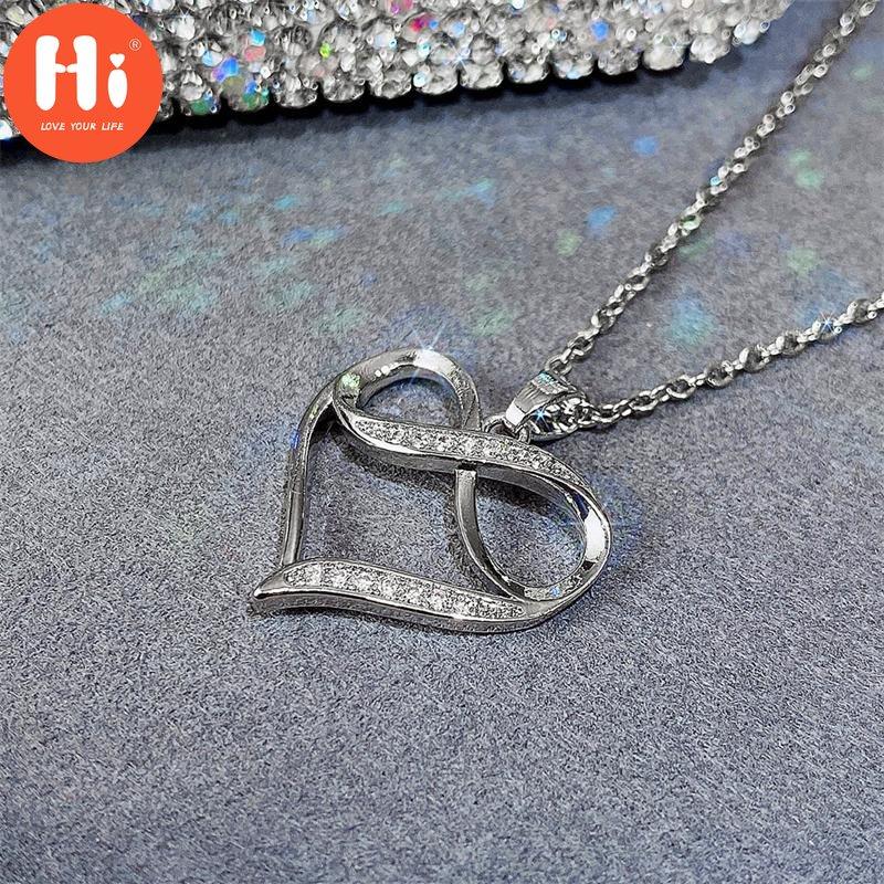 Hi Trendy Silver Color Heart Necklace Women Infinity Pendant Chain Necklace Wedding Party Jewelry Anniversary Gifts