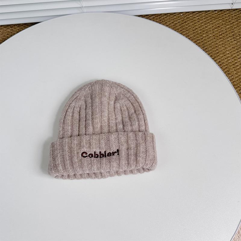 Autumn and Winter New Style English Embroidered Knitted Hat for Boys and Girls Stylish and Versatile Woolen Hat  Simple Ear Protection Hat
