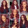 Front Lace Wig, Female Medium Big Wave Burgundy Long Curly Hair Natural Full Headgear