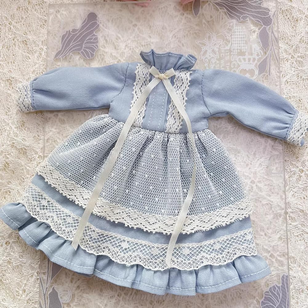 Rakulifey Blythe Doll Clothes, Outfit, Dress, One-piece Dress, Neo Blythe Outfit, Obitsu 24 Compatible, 3 Colors (Blue)