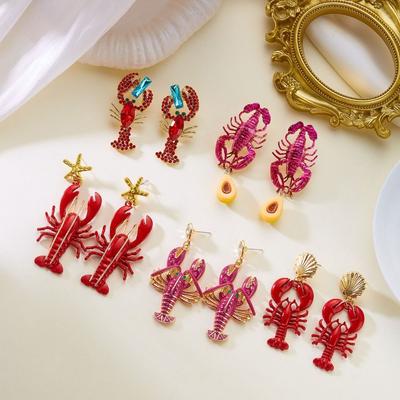 Exquisite Animal Earrings Ocean Series Ear Jewelry Creative Lobster Earrings  for Girls Ladies