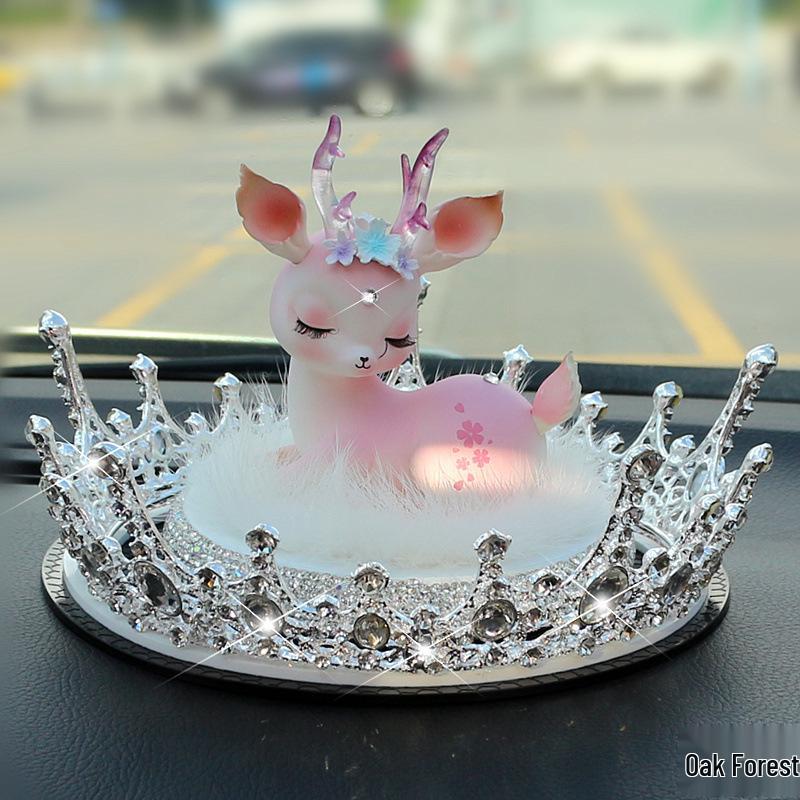 קישוטי רכב איילים עם יהלומים לקונסולה המרכזית של נשים