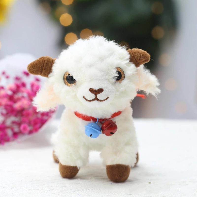 White Fluffy Sheep Stuffed Animal Soft Breathable Washable Fabric Adorable Big Eyes Great Gift for Kids Travel Companion