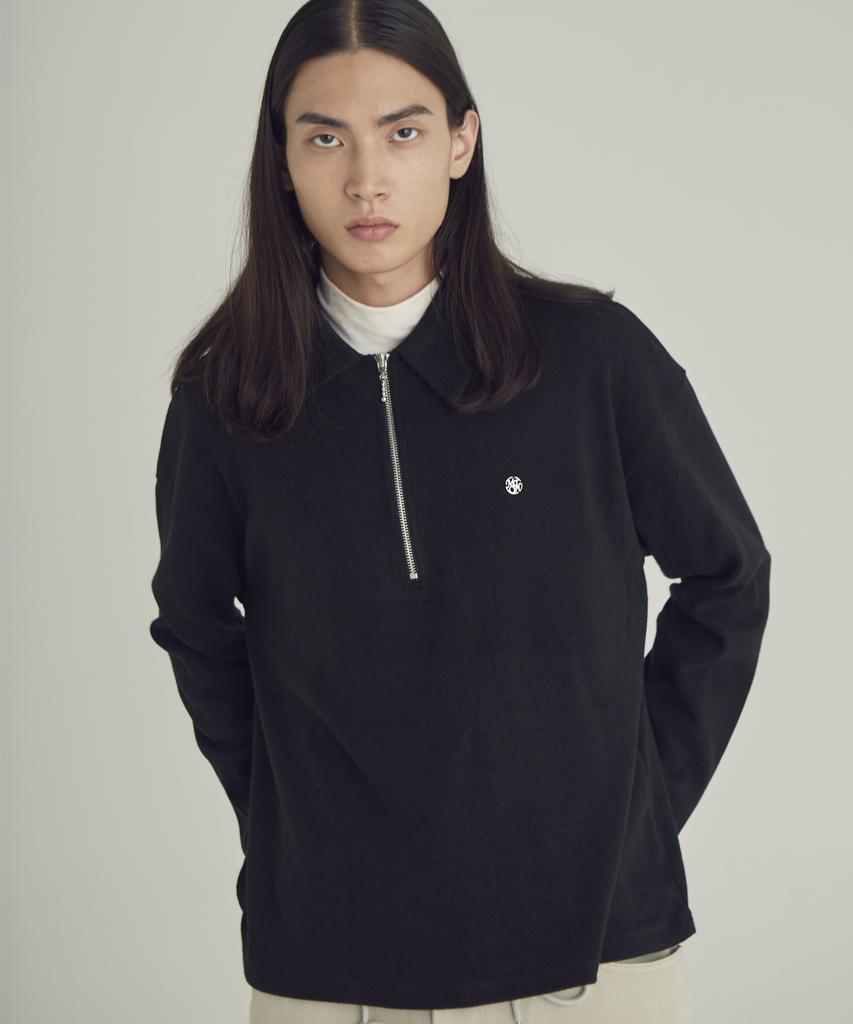 Moseu Angora Zip-Up Pullover_Black