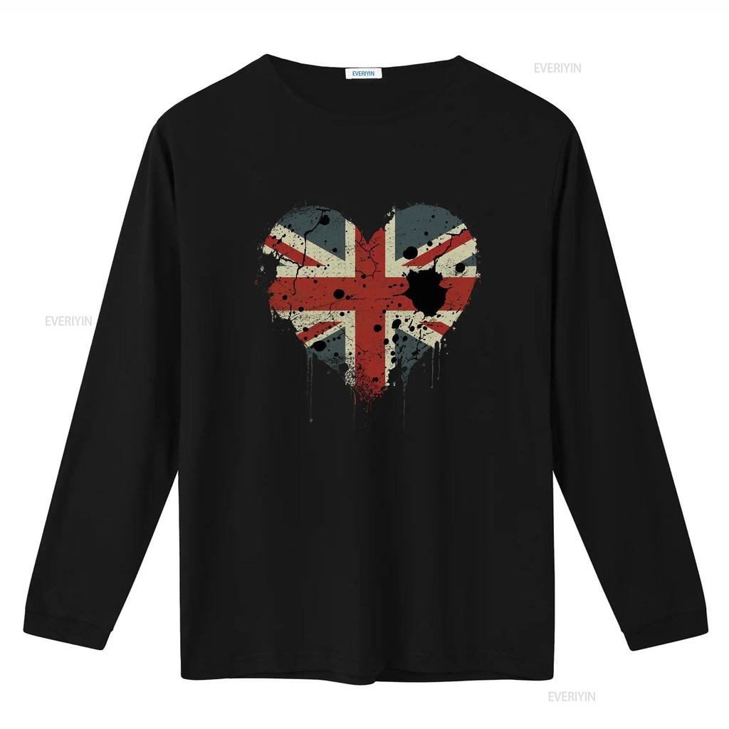 Stylish Love British Flag Union Jack Great Britain Team GB Mens Cotton T Shirt Vintage Washed Designer Clothes Breathable