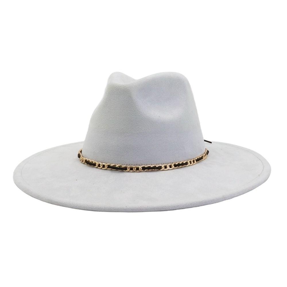 

Vintage Classic Wide Brim Jazz Cap with Belt Leatherette British Style Felt Hat Western Cowboy Hats Dress Dance Party светло-серый