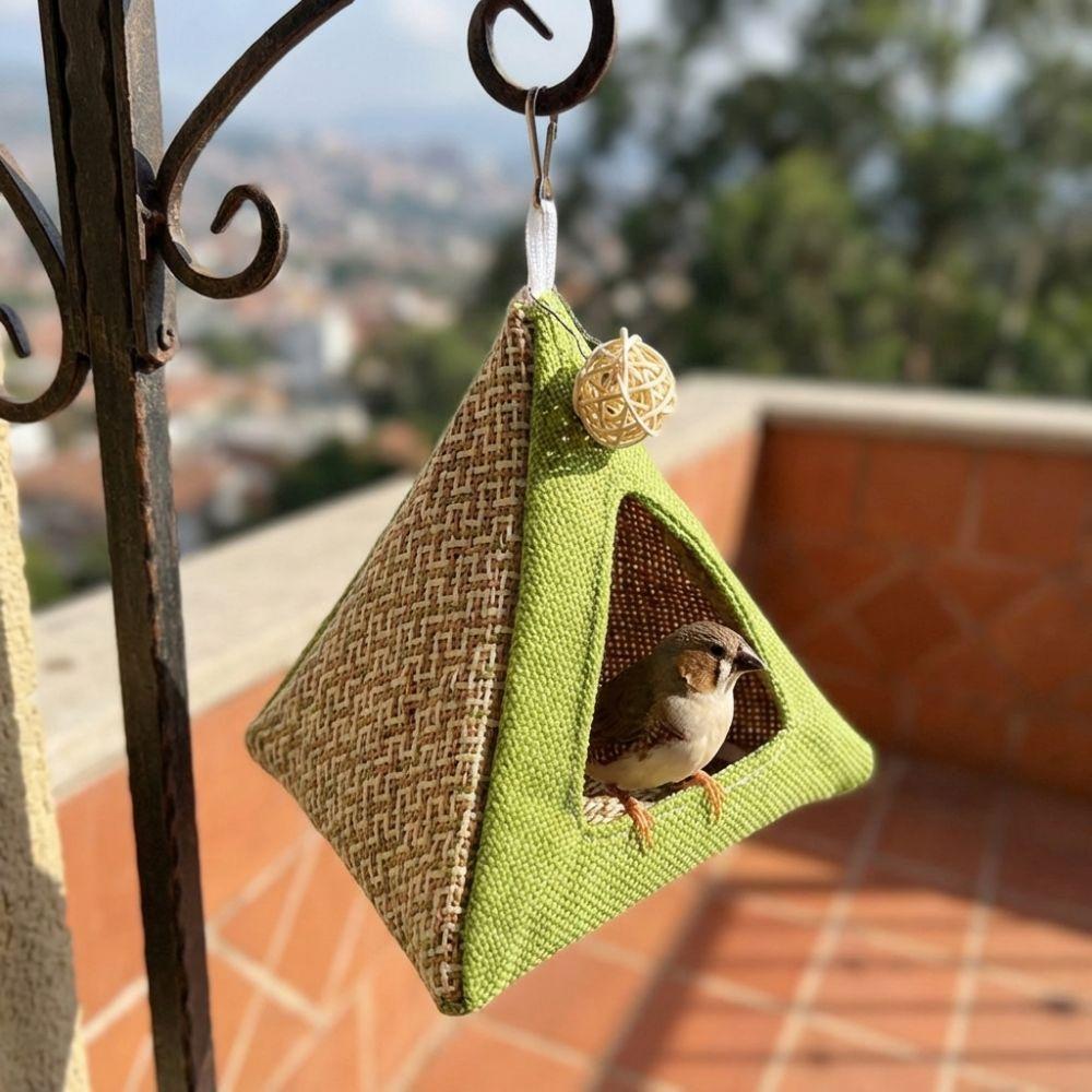 Triangular Parrot Birdhouse Breathable Net Cooling Mat Bird Hanging Tent Ventilated Bird Bed Summer Cooling Nest Bird Cages