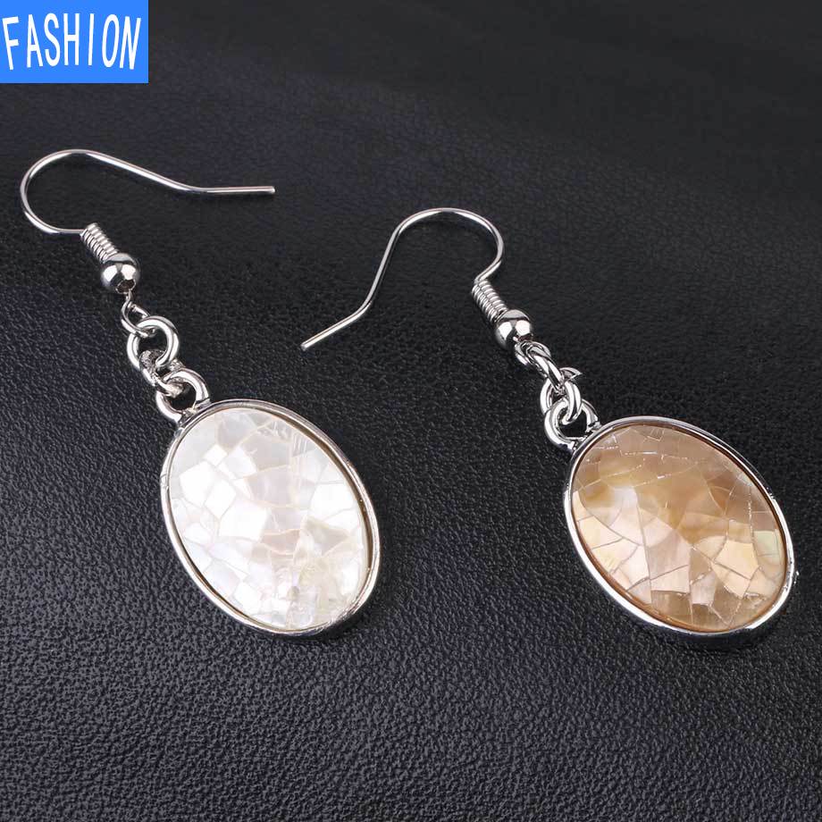 Náušnice s přírodní mušlí Oválné náušnice Náušnice Dámské pro volný čas Všestranné plážové šperky Mušlové náušnice