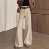Women’s High-Waisted Khaki Fleece-Lined Wide-Leg Pants - 2025 Autumn/Winter Fashion