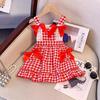 Girls Summer Plaid Princess Dress Cute Backless Spaghetti Strap Sundress For Toddler Kids Children Party Wear