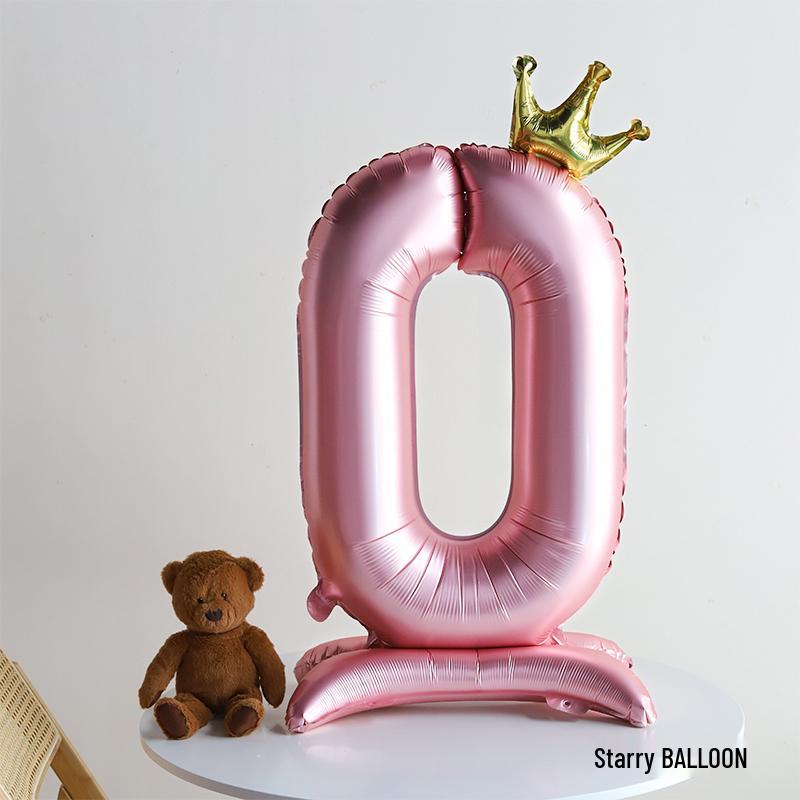 Pink Crown Number Balloon Decorations for Girl's First Birthday