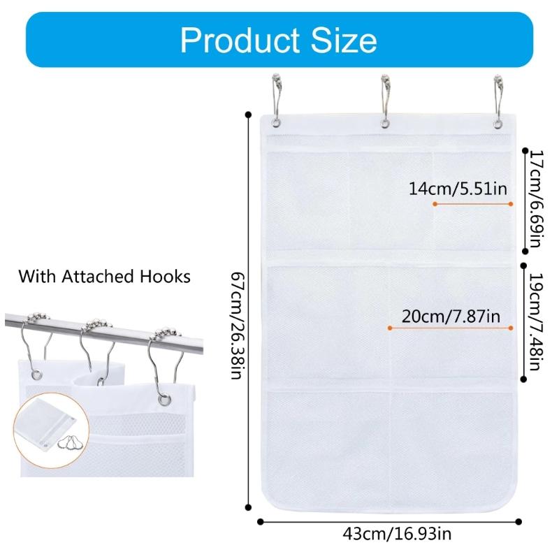 Multifuntional Bathroom Wall Pouch Hanging Storage Bag Waterproof Shower Caddys Suitable for Shampoo Soap Toothbrush
