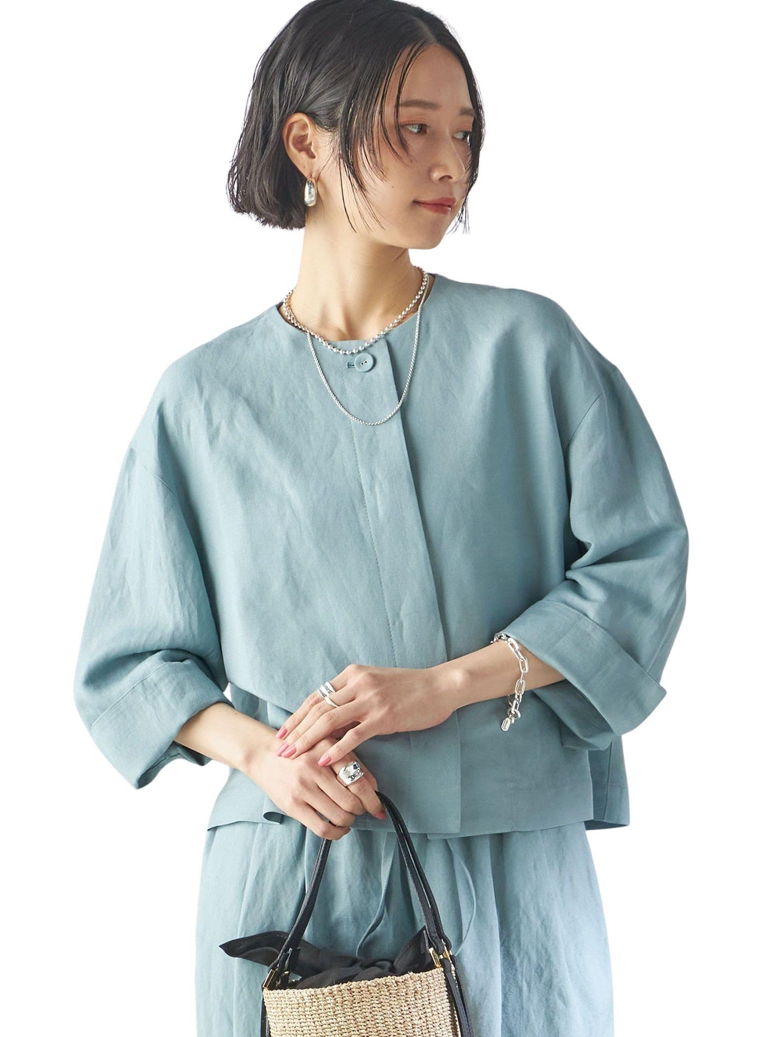 

SHIPS for Women Primary Navy Linen Rayon Collarless Haori Light Size 311112065 Label Jacket, Blue, 36,