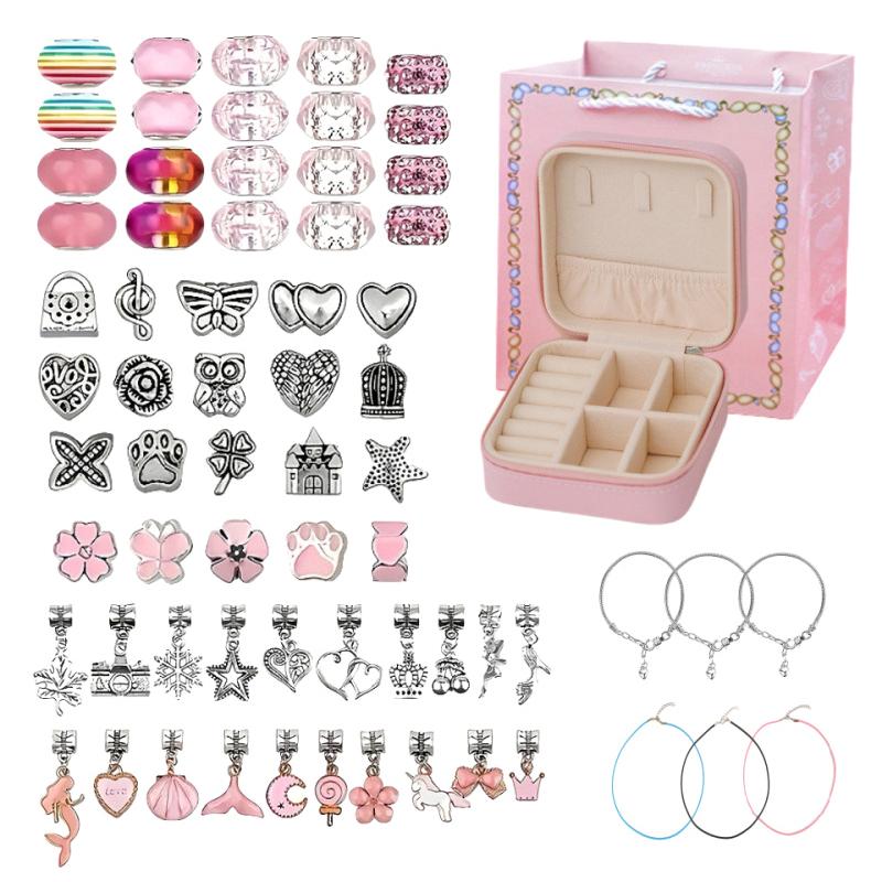 66Pcs Beads Kit For Diy Beaded Necklace Bracelet Jewrlry Making Cartoon Fairy Series Charms Gifts Set