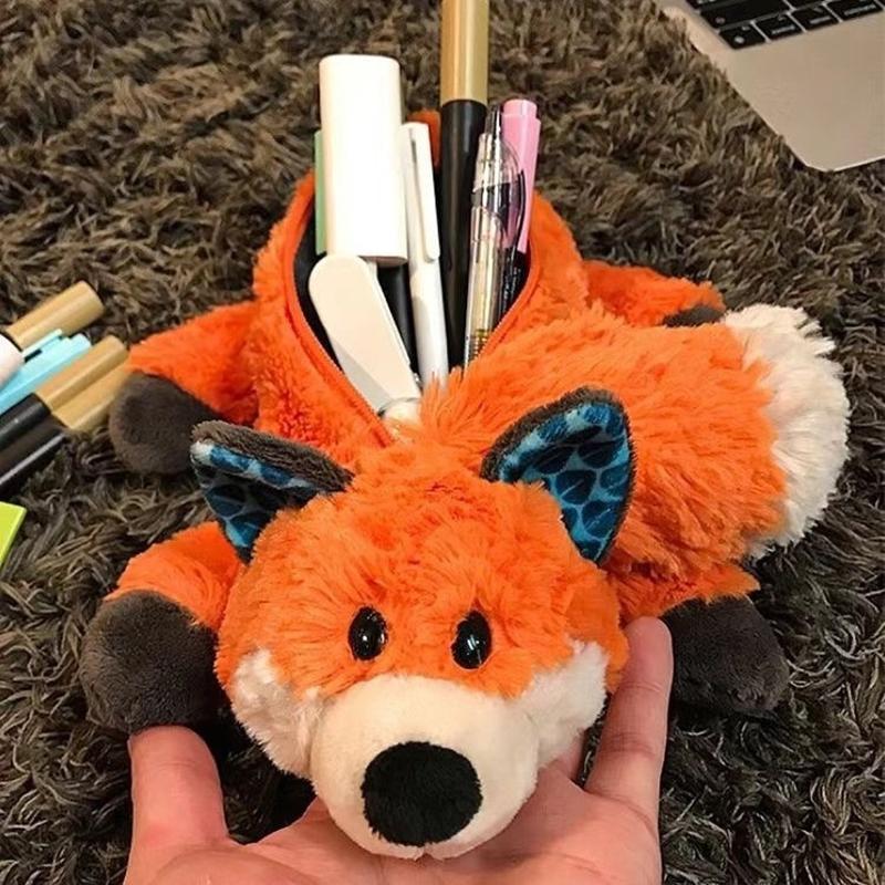 Carine Astucci Peluche Animali del Bosco Creativi Kawaii Volpe Custodia Porta Cancelleria Per Bambini Ottimo Regalo Astuccio