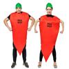 Halloween Costume Couple Red Pepper Jumpsuit with Hat Spoof Stage Role Party Suit