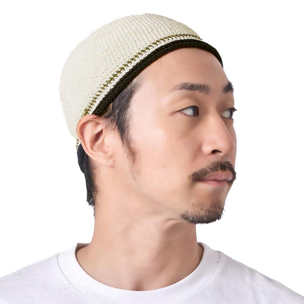 CHARM Islamic Watch Hat Cotton Knit Cap for Men and Women [Free Size/White] Hand-Knitted Summer,