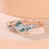Elegant Silver Color Green White Zircon Rings for Women Luxury Rose Gold Color Fashion Ring Jewelry Accessories