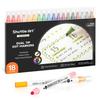 Shuttle Art Dot and Extra Fine Twin Pen Marker Dual Broad and Fine Polka Coloring Handmade New Art School Office Adults Water-Based Pens, 18-Color
