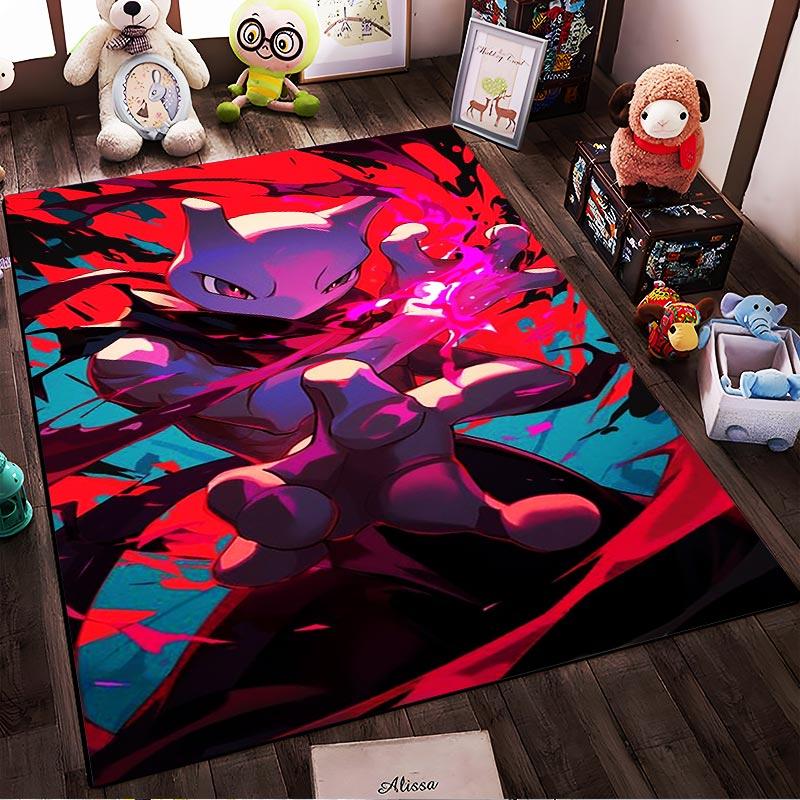 "Modern Anime Style Carpet with Red and Blue Abstract Design" Suitable for use as an anti-slip for living room bedroom sofas