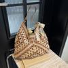 Straw Knitting Bag Hollow Out Tote Bag Beach Shoulder Bag Holiday Travel Handbag Boho Shoulder Purse for Women
