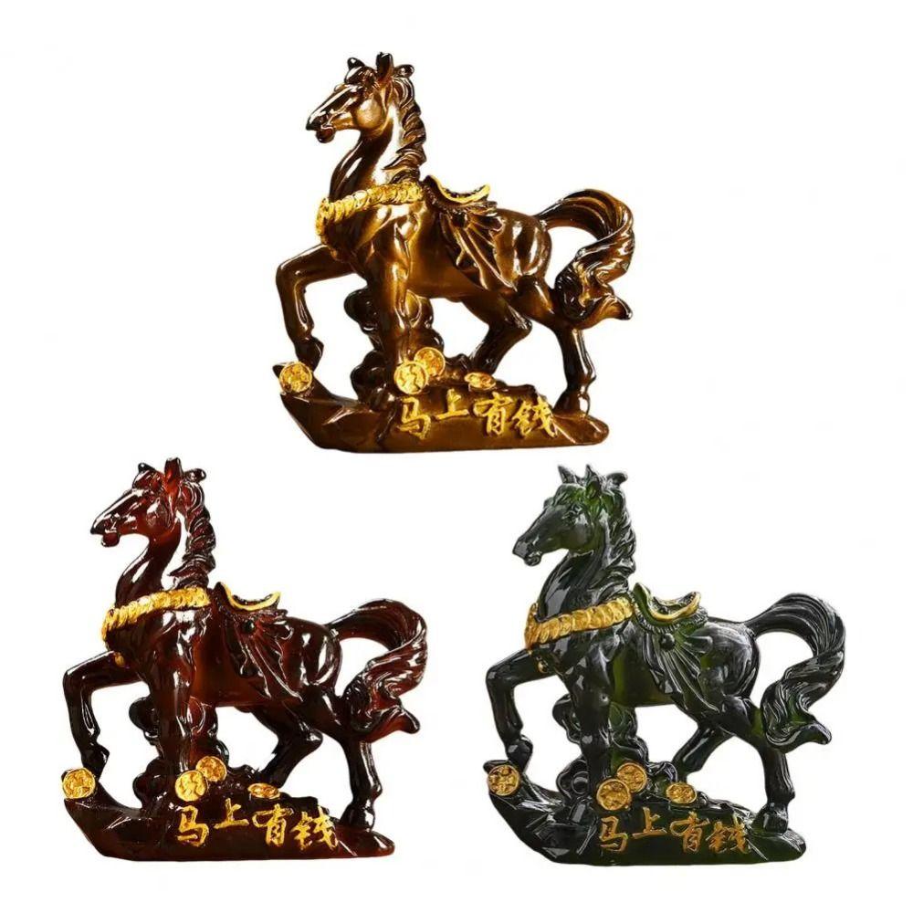 High Temperatures Resin Horse Statue Money Symbol Base Tea Pet Sculpture  Display Decoration